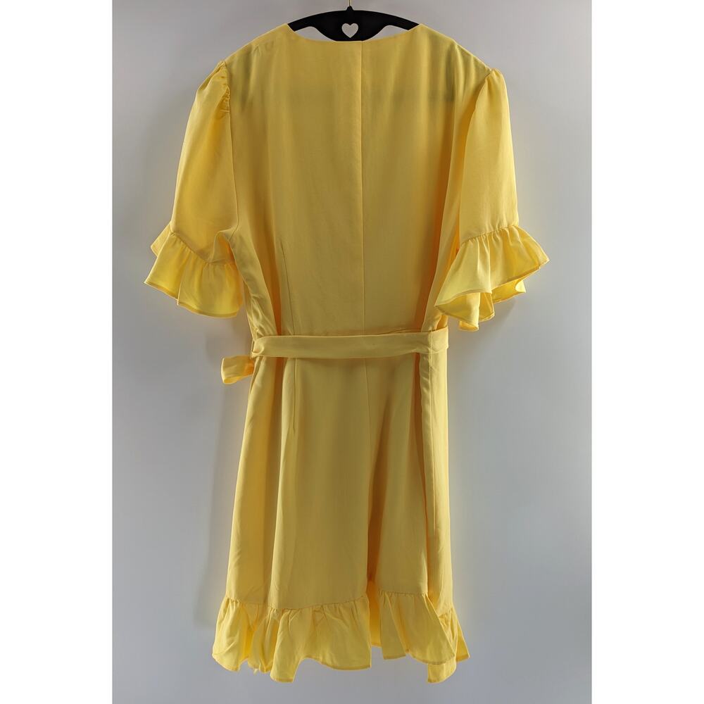 Line & Dot Yellow Ruffle Wrap Dress - Picture 9 of 9
